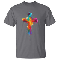 Faith Cross T Shirt Christian Believe Blessed By God Colorful Watercolor Graphic