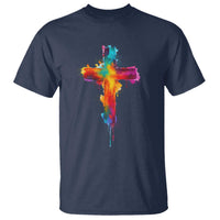 Faith Cross T Shirt Christian Believe Blessed By God Colorful Watercolor Graphic