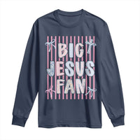 Big Jesus Fan Long Sleeve Shirt Striped Preppy Christian Believer Faith God Religious Gifts