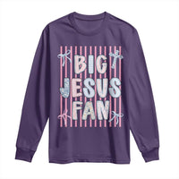 Big Jesus Fan Long Sleeve Shirt Striped Preppy Christian Believer Faith God Religious Gifts