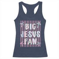 Big Jesus Fan Racerback Tank Top Striped Preppy Christian Believer Faith God Religious Gifts