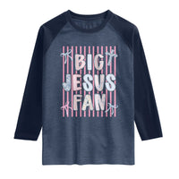 Big Jesus Fan Raglan Shirt Striped Preppy Christian Believer Faith God Religious Gifts