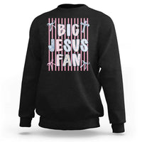 Big Jesus Fan Sweatshirt Striped Preppy Christian Believer Faith God Religious Gifts