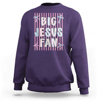 Big Jesus Fan Sweatshirt Striped Preppy Christian Believer Faith God Religious Gifts