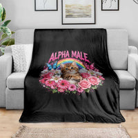 Alpha Male Throw Blanket Funny Cat Kitten Meme Rainbow Floral