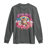 Alpha Male Long Sleeve Shirt Funny Cat Kitten Meme Rainbow Floral