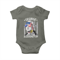 Funny 4th of July George Sloshington Washington Baby Onesie Retro America Flag - Wonder Print Shop