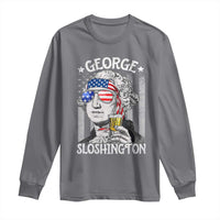 Funny 4th of July George Sloshington Washington Long Sleeve Shirt Retro America Flag - Wonder Print Shop
