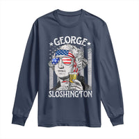 Funny 4th of July George Sloshington Washington Long Sleeve Shirt Retro America Flag - Wonder Print Shop