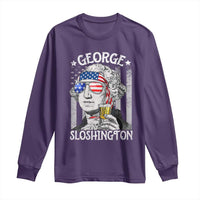 Funny 4th of July George Sloshington Washington Long Sleeve Shirt Retro America Flag - Wonder Print Shop
