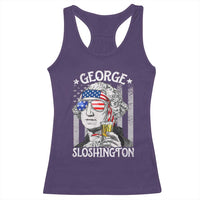 Funny 4th of July George Sloshington Washington Racerback Tank Top Retro America Flag - Wonder Print Shop