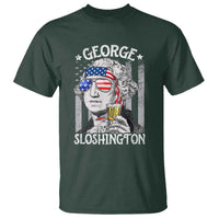 Funny 4th of July George Sloshington Washington T Shirt Retro America Flag - Wonder Print Shop