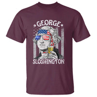 Funny 4th of July George Sloshington Washington T Shirt Retro America Flag - Wonder Print Shop