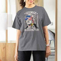 Funny 4th of July George Sloshington Washington T Shirt For Women Retro America Flag - Wonder Print Shop