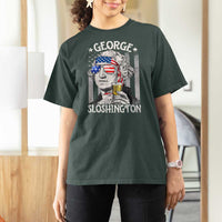 Funny 4th of July George Sloshington Washington T Shirt For Women Retro America Flag - Wonder Print Shop
