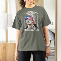 Funny 4th of July George Sloshington Washington T Shirt For Women Retro America Flag - Wonder Print Shop