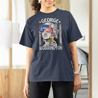 Funny 4th of July George Sloshington Washington T Shirt For Women Retro America Flag - Wonder Print Shop