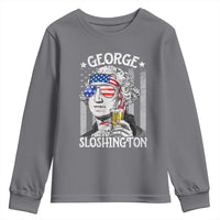 Funny 4th of July George Sloshington Washington Youth Sweatshirt Retro America Flag - Wonder Print Shop
