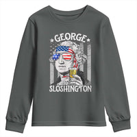 Funny 4th of July George Sloshington Washington Youth Sweatshirt Retro America Flag - Wonder Print Shop
