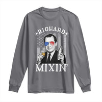 Funny 4th of July Long Sleeve Shirt Richard Mixin Patriotic Nixon Bartender American Flag - Wonder Print Shop