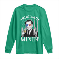 Funny 4th of July Long Sleeve Shirt Richard Mixin Patriotic Nixon Bartender American Flag - Wonder Print Shop