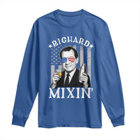 Funny 4th of July Long Sleeve Shirt Richard Mixin Patriotic Nixon Bartender American Flag - Wonder Print Shop
