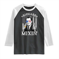 Funny 4th of July Raglan Shirt Richard Mixin Patriotic Nixon Bartender American Flag - Wonder Print Shop