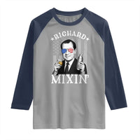 Funny 4th of July Raglan Shirt Richard Mixin Patriotic Nixon Bartender American Flag - Wonder Print Shop