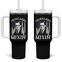 Funny 4th of July Tumbler With Handle Richard Mixin Patriotic Nixon Bartender American Flag - Wonder Print Shop