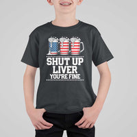 Beer American Flag 4th of July T Shirt For Kid Merica Drinking USA Shut Up Liver You Are Fine - Wonder Print Shop