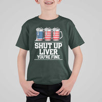 Beer American Flag 4th of July T Shirt For Kid Merica Drinking USA Shut Up Liver You Are Fine - Wonder Print Shop