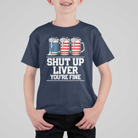 Beer American Flag 4th of July T Shirt For Kid Merica Drinking USA Shut Up Liver You Are Fine - Wonder Print Shop