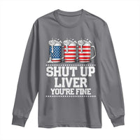 Beer American Flag 4th of July Long Sleeve Shirt Merica Drinking USA Shut Up Liver You Are Fine - Wonder Print Shop