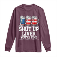 Beer American Flag 4th of July Long Sleeve Shirt Merica Drinking USA Shut Up Liver You Are Fine - Wonder Print Shop