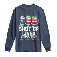 Beer American Flag 4th of July Long Sleeve Shirt Merica Drinking USA Shut Up Liver You Are Fine - Wonder Print Shop