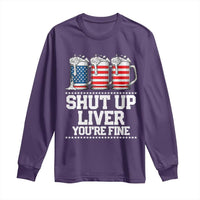 Beer American Flag 4th of July Long Sleeve Shirt Merica Drinking USA Shut Up Liver You Are Fine - Wonder Print Shop