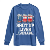 Beer American Flag 4th of July Long Sleeve Shirt Merica Drinking USA Shut Up Liver You Are Fine - Wonder Print Shop