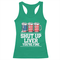Beer American Flag 4th of July Racerback Tank Top Merica Drinking USA Shut Up Liver You Are Fine - Wonder Print Shop