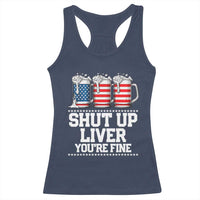 Beer American Flag 4th of July Racerback Tank Top Merica Drinking USA Shut Up Liver You Are Fine - Wonder Print Shop