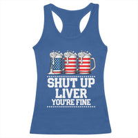 Beer American Flag 4th of July Racerback Tank Top Merica Drinking USA Shut Up Liver You Are Fine - Wonder Print Shop