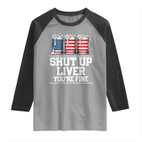 Beer American Flag 4th of July Raglan Shirt Merica Drinking USA Shut Up Liver You Are Fine - Wonder Print Shop