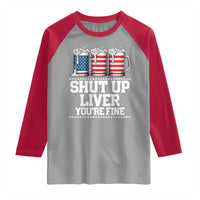 Beer American Flag 4th of July Raglan Shirt Merica Drinking USA Shut Up Liver You Are Fine - Wonder Print Shop