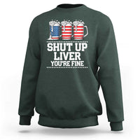 Beer American Flag 4th of July Sweatshirt Merica Drinking USA Shut Up Liver You Are Fine - Wonder Print Shop