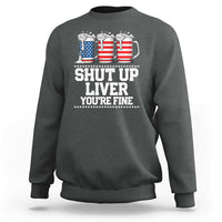 Beer American Flag 4th of July Sweatshirt Merica Drinking USA Shut Up Liver You Are Fine - Wonder Print Shop