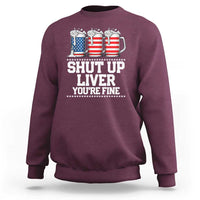 Beer American Flag 4th of July Sweatshirt Merica Drinking USA Shut Up Liver You Are Fine - Wonder Print Shop