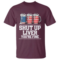 Beer American Flag 4th of July T Shirt Merica Drinking USA Shut Up Liver You Are Fine - Wonder Print Shop