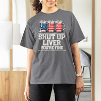 Beer American Flag 4th of July T Shirt For Women Merica Drinking USA Shut Up Liver You Are Fine - Wonder Print Shop