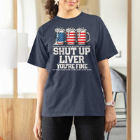 Beer American Flag 4th of July T Shirt For Women Merica Drinking USA Shut Up Liver You Are Fine - Wonder Print Shop