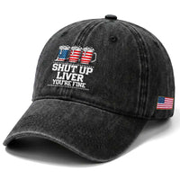 Beer American Flag 4th of July Washed Cotton Baseball Cap Merica Drinking USA Shut Up Liver You Are Fine