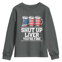 Beer American Flag 4th of July Youth Sweatshirt Merica Drinking USA Shut Up Liver You Are Fine - Wonder Print Shop